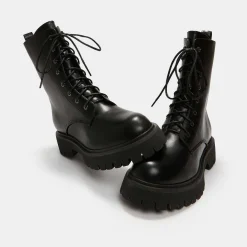 Anchor Black Military Lace Up Boots