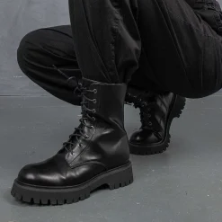 Anchor Black Military Lace Up Boots