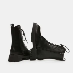 Anchor Black Military Lace Up Boots