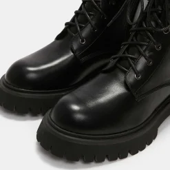 Anchor Black Military Lace Up Boots