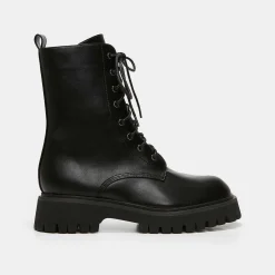 Anchor Black Military Lace Up Boots