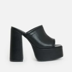 Balsa Black Heeled Mules