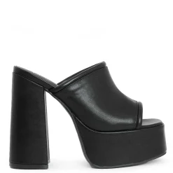 Balsa Black Heeled Mules