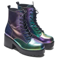 Bismuth Platform Military Boots - Rainbow