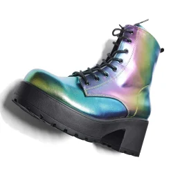 Bismuth Platform Military Boots - Rainbow