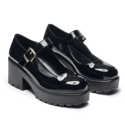 Black Chunky Platform Mary Jane Shoes
