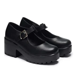 Black Chunky Platform Mary Jane Shoes