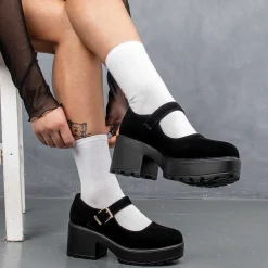 Black Chunky Platform Mary Jane Shoes