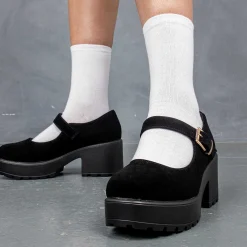 Black Chunky Platform Mary Jane Shoes