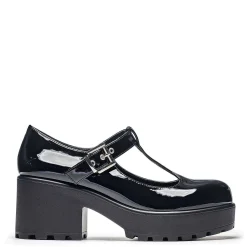 Black Patent Chunky Platform Mary Jane Shoes