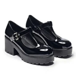 Black Patent Chunky Platform Mary Jane Shoes