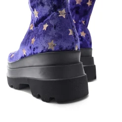 Celestial Dusk Trident Velvet Long Boots - Spellbound Purple | Koi
