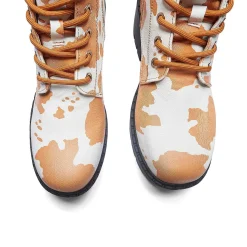 Clarabelle Brown Cow Print Switch Lace Up Boots
