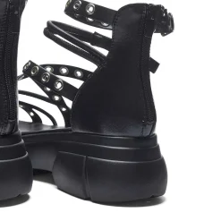 Dark Writings Strappy Chunky Sandals - Black
