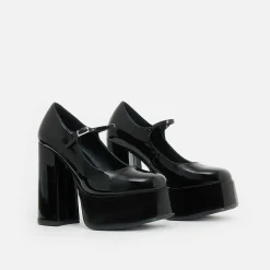 Darkbloom Black Patent Platform Heels