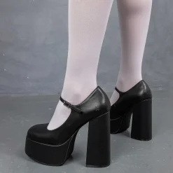 Darkbloom Black Platform Heels