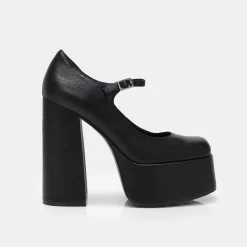 Darkbloom Black Platform Heels