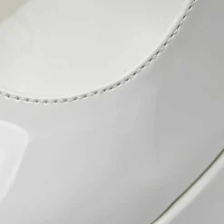Darkbloom White Patent Platform Heels