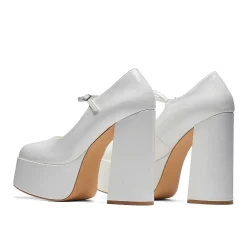 Darkbloom White Patent Platform Heels