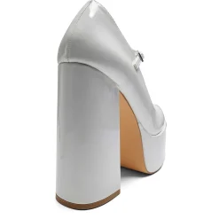 Darkbloom White Patent Platform Heels
