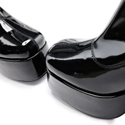 Delano Men'S Black Patent Platform Heeled Boots