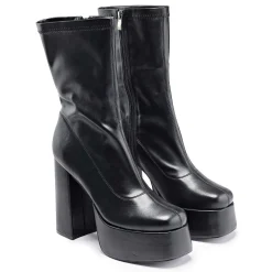 Delano Men'S Black Platform Heeled Boots