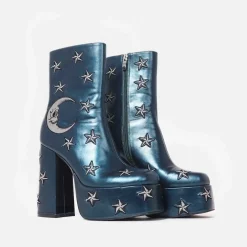 Dreams Of Mooncraft Teal Heeled Boots