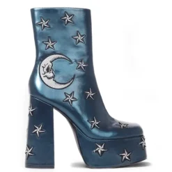 Dreams Of Mooncraft Teal Heeled Boots