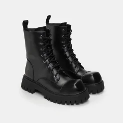 Gimli Men'S Black Square Toe Lace Up Boots