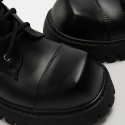 Gimli Men'S Black Square Toe Lace Up Boots