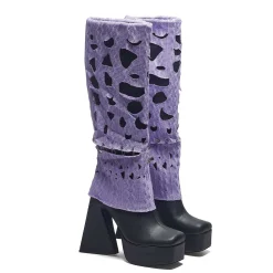 Jam Monster Heeled Long Boots - Purple