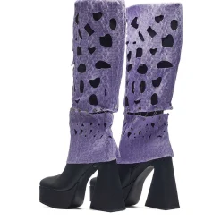Jam Monster Heeled Long Boots - Purple