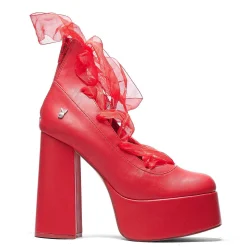 Playboy Infidelity Red Lace Up Heels | Playboy X Koi Collection