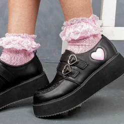 Pothos Pink Heart Wave Platform Shoes