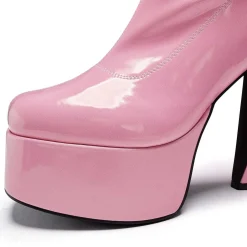 Raspberry Ripple Heeled Long Boots