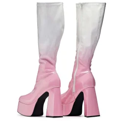Raspberry Ripple Heeled Long Boots