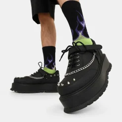 Retrograde Rebel Men'S Black Platform Shoes