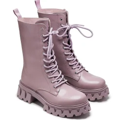 Siren Tall Lace Up Boots - Berry