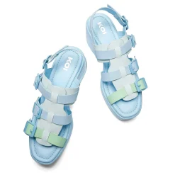Sugar Season Chunky Buckle Sandals - Blue