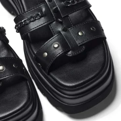 The Divine Destruction Spiked Chunky Sandals - Black