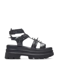 The Divine Destruction Spiked Chunky Sandals - Black