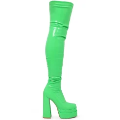 The Redemption Green Stretch Thigh High Boots