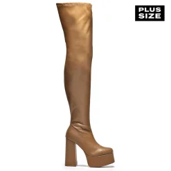 The Redemption Plus Size Thigh High Boots - Khaki