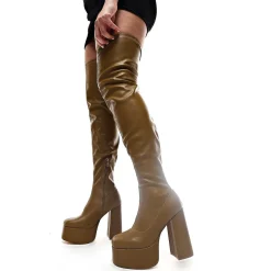 The Redemption Plus Size Thigh High Boots - Khaki