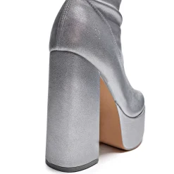 The Redemption Plus Size Thigh High Boots - Silver