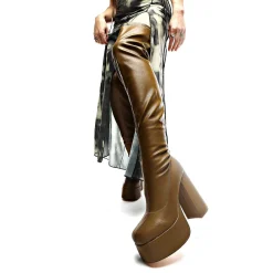 The Redemption Stretch Thigh High Boots - Khaki